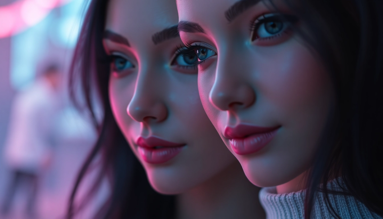 An AI girlfriend engaging in a realistic, warm conversation on a sleek digital interface, highlighting advanced virtual companionship.