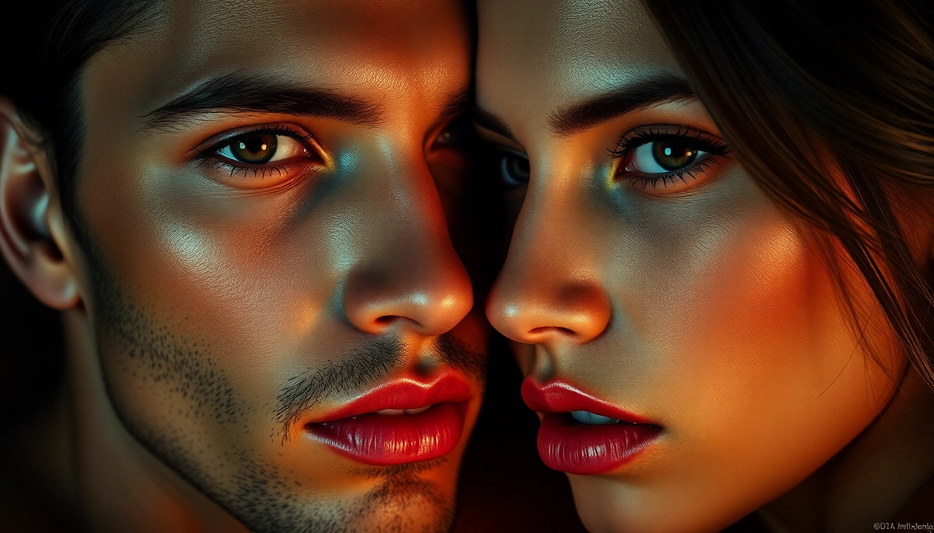 Vivid scene created with an nsfw ai generator showing realistic, sensual characters in a close-up setting, highlighting intricate details and vibrant colors for accessibility.